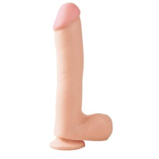 Basix Rubber Works 25,4 cm Verga y Testículos con Ventosa - Color Natural