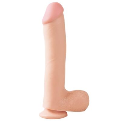 Basix Rubber Works 25,4 cm Verga y Testículos con Ventosa - Color Natural