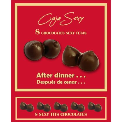 Caja Roja Sexy Forma de Teta Chocolate Negro 8 unidades